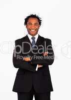Smiling afro-american businessman with folded arms