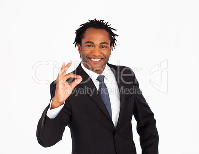 Handsome businessman with okay sign
