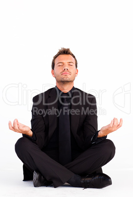 Handsome man meditating