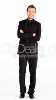 Happy businessman with folded arms