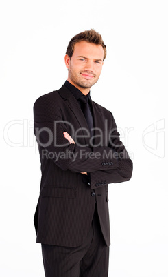 Friendly businessman with folded arms