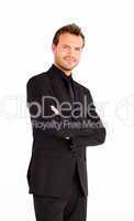 Friendly businessman with folded arms