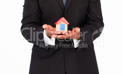 Businessman offering house