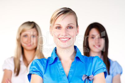 Businesswoman smiling at the camera with her tam