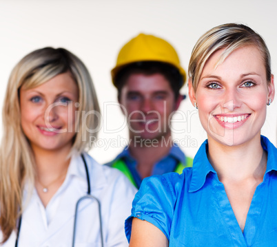 Doctor, businesswoman and architect smiling at the camera
