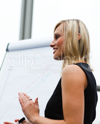 Beautiful businesswoman clapping after a presentation