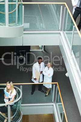 Group of doctors walking in hospital