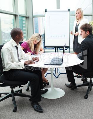 Business people working together in a presentation