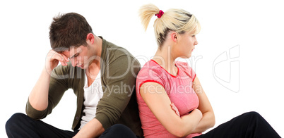 Angry couple against white background