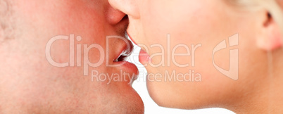 Closeup of couple kissing