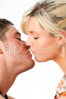 Girl kissing her boyfriend