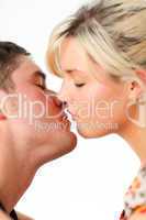 Girl kissing her boyfriend