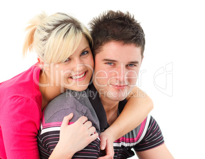 Portrait of a couple hugging each other