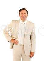 Senior businessman looking at camera with a bright smile
