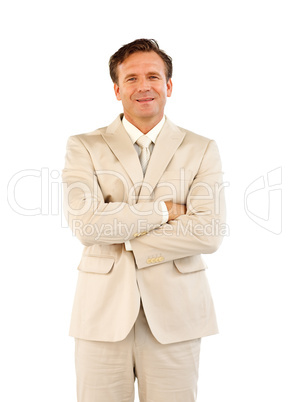 Smiling businessman looking at the camera