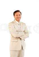Isolated businessman with folded arms