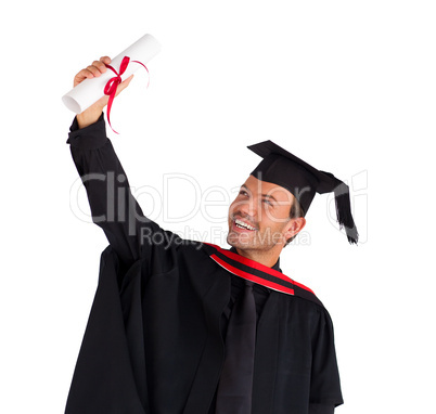 Closeup of a boy celebrating his graduation
