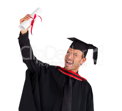 Excited boy celebrating his graduation