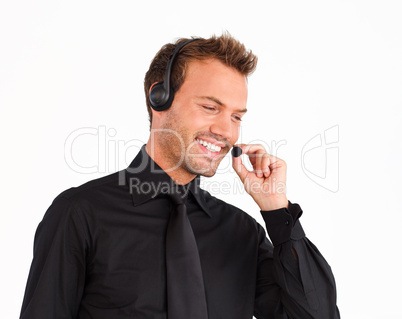 Attractive customer service representative man