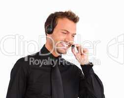 Attractive customer service representative man