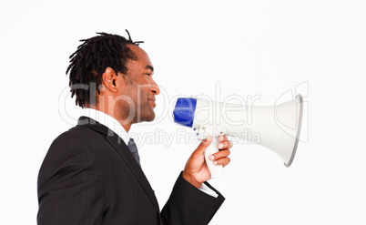 Business announcement through megaphone