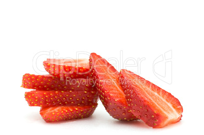 Strawberry slices cut.