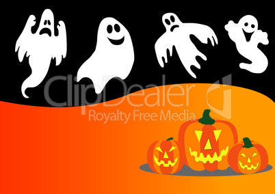 Halloween Hintergrund Kürbis und Gespenster