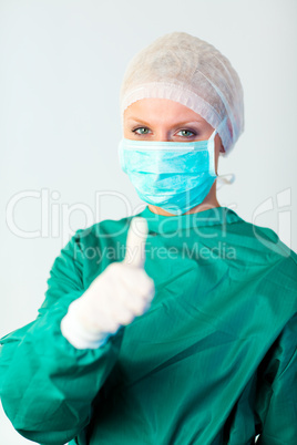 Female surgeon with Person in Focus