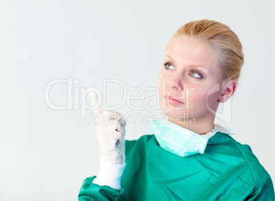 Female doctor looking upwards