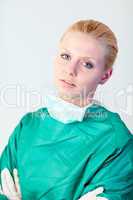 Female doctor looking serious