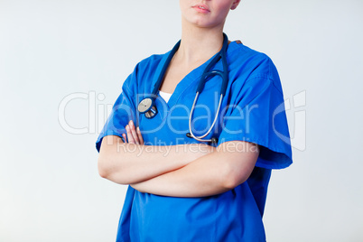Doctor with standing before camera