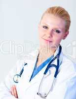 Young female doctor looking at camera