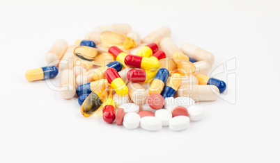 Close up of coloured pills