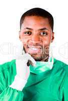 Senior Surgeon in Green scrubs