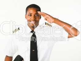 young Pilot isolated on white