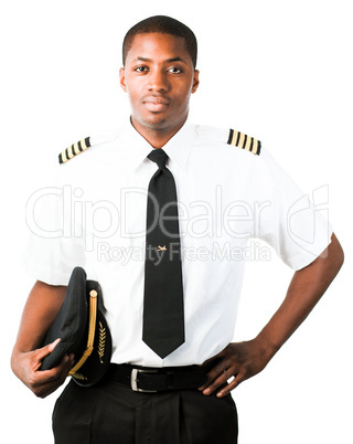 young Pilot isolated on white