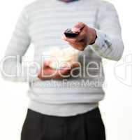 Man holding popcorn