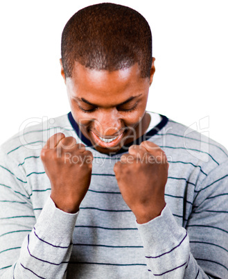 Young man with fists Clenched
