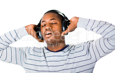 young adult listening to music