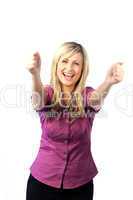 Young woman with both thumbs up