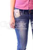 Woman with Dollars in her pocket
