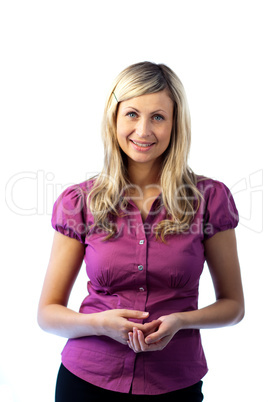 Young attractive woman confidently