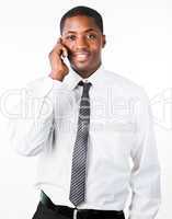 Young handsome businessman talking on the phone