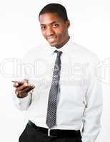 Confident businessman with mobile