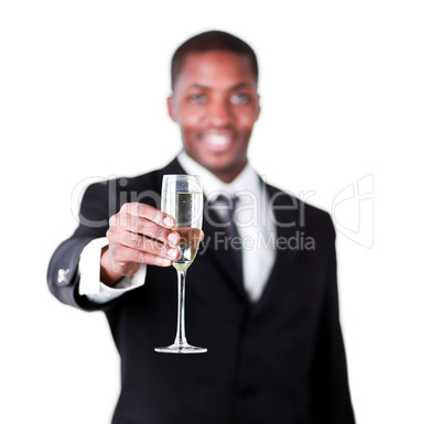 Happy businessman celebrating his success