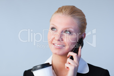 woman talking on the phone holding