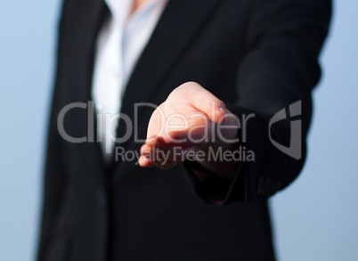 Woman offering a handshake