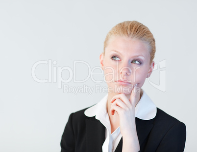 Business woman contemplating