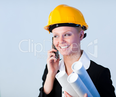 Forewoman talking on the phone