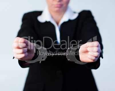 Business Woman in Handcuffs